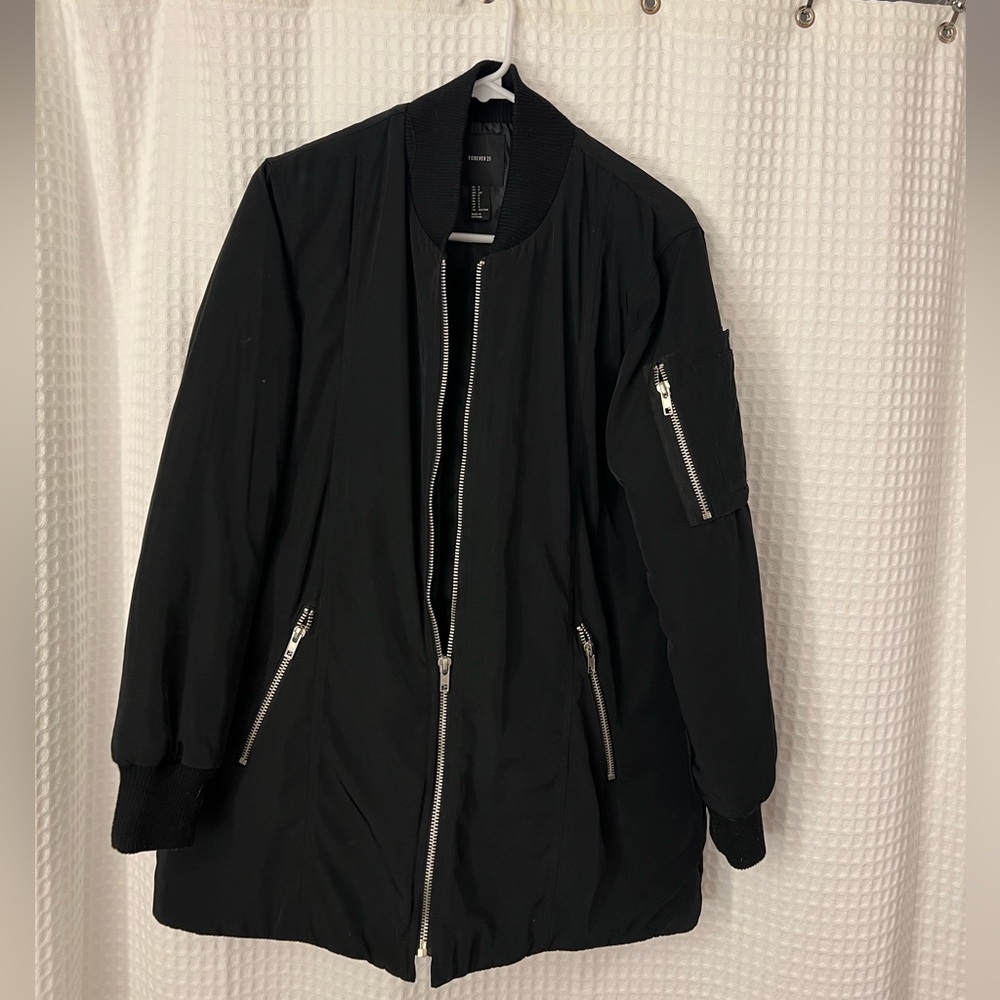 Size Small. Black Bomber Jacket with extra shoulder pocket. Perfect condition!